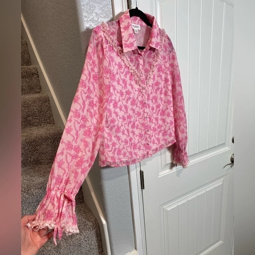 ALLISON NEW YORK DELILAH MINI SKIRT AND MATCHING TOP PINK FLORAL SET